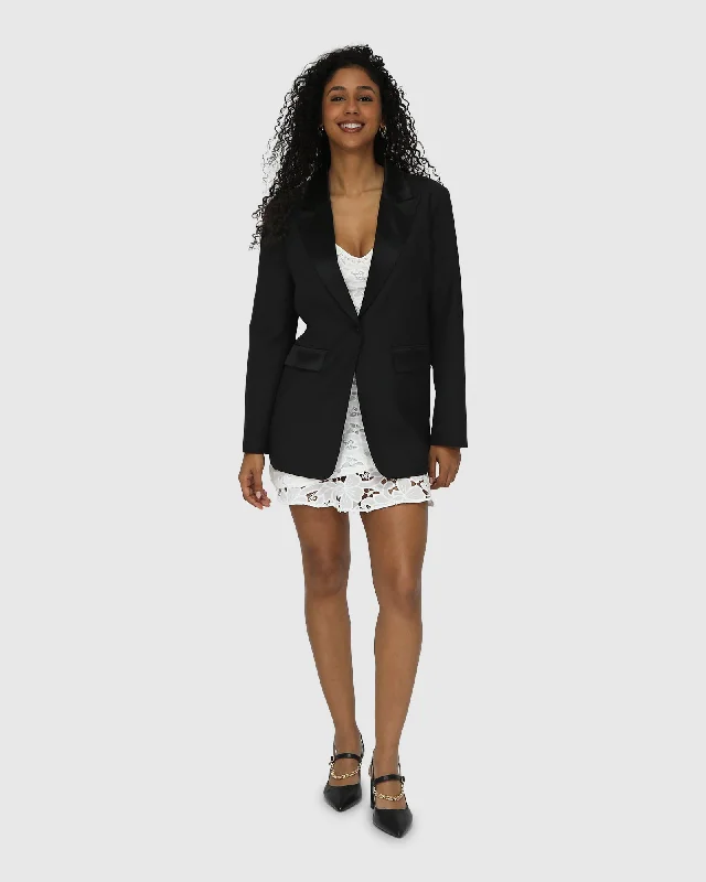 Head To Head Tuxedo Jacket Structured Tweed Blazer