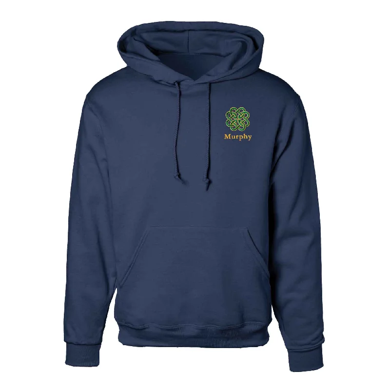 Celtic Clover Knot Embroidered Personalized Hoodie- Navy Modern Hoodie Sweatshirt