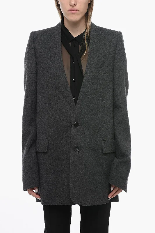 Ann Demeulemeester Half-lined Collarless GRABIËLLE Blazer Double Button Blazer