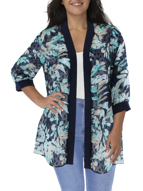 Womens Printed Duster Open-Front Blazer Women’s Blazer with Pleats