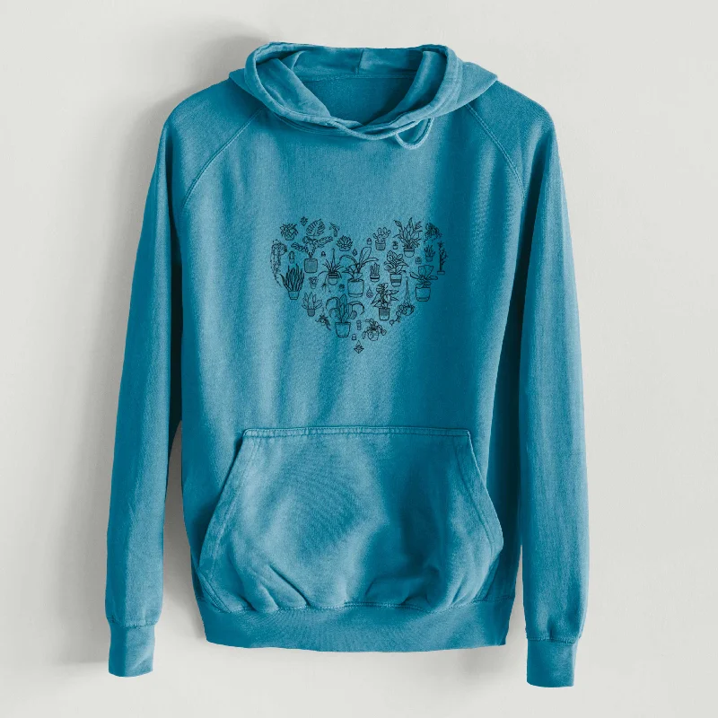 Heart Full of House Plants  - Mid-Weight Unisex Vintage 100% Cotton Hoodie Soft Sweatshirts with Logo