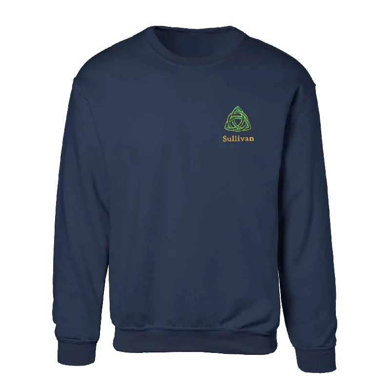 Celtic Trinity Knot Embroidered Personalized Sweatshirt- Navy Colorblock Hoodie Sweatshirt