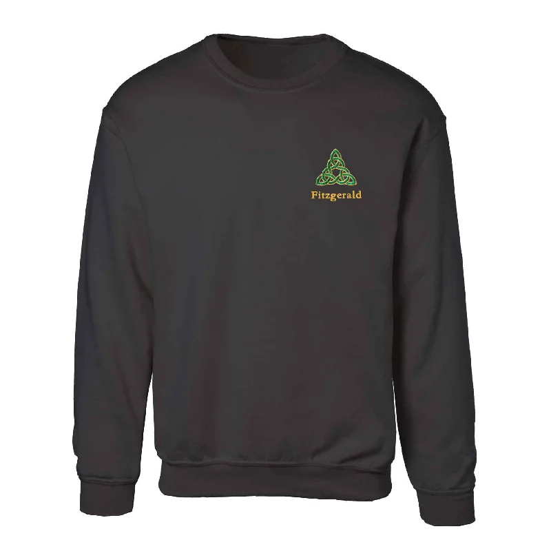 Celtic Triangle Knot Embroidered Personalized Sweatshirt- Black Relaxed Sweatshirt Look