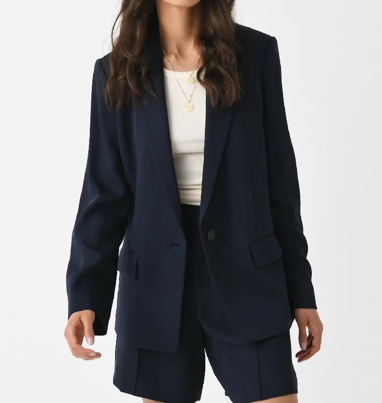 Soft Suiting Single-Breasted Blazer In Coastal Blue Women’s Business Blazer