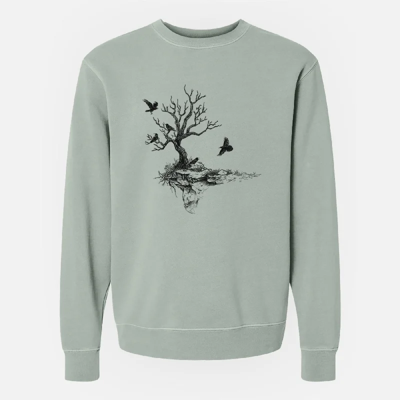 Twisted Tree with Ravens - Unisex Pigment Dyed Crew Sweatshirt Sporty Sweatshirts for Women