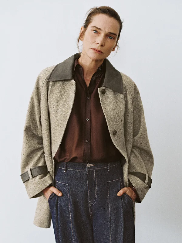 Shirt Collar Tweed Coats