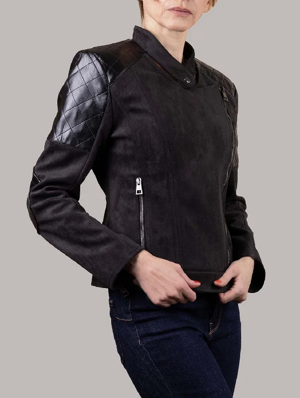 Rockstar Vegan Suede Biker Jacket | Black Women's commuter jackets