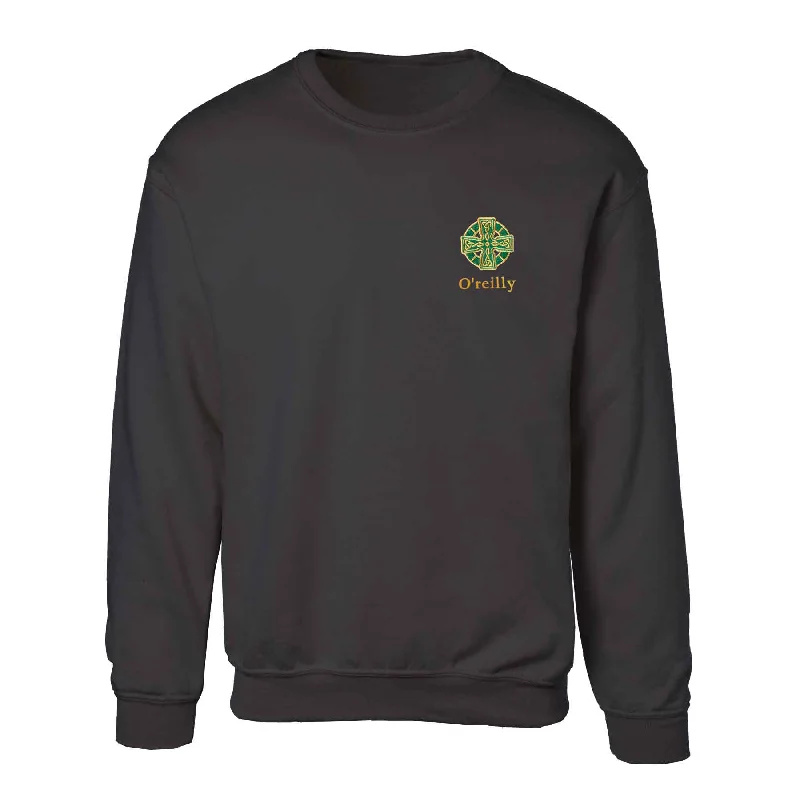 Celtic Cross Embroidered Personalized Sweatshirt- Black Fleece Zip-up Hoodie