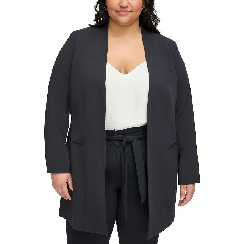 Plus Womens Suit Separate Office Open-Front Blazer Lightweight Double-breasted Blazer