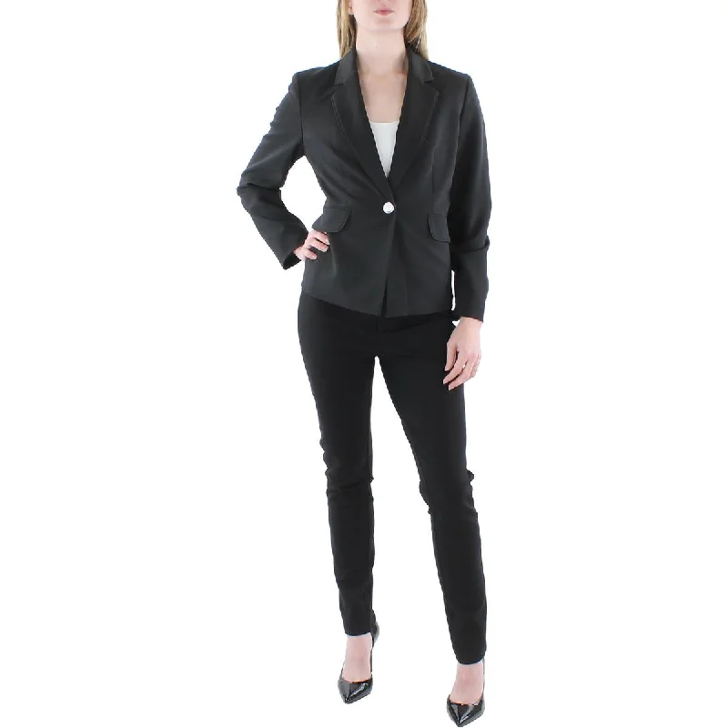 Petites Womens Suit Separate Office One-Button Blazer Printed Blazers for Women