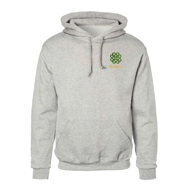 Celtic Clover Knot Embroidered Personalized Hoodie- Gray Lightweight Zip Hoodie