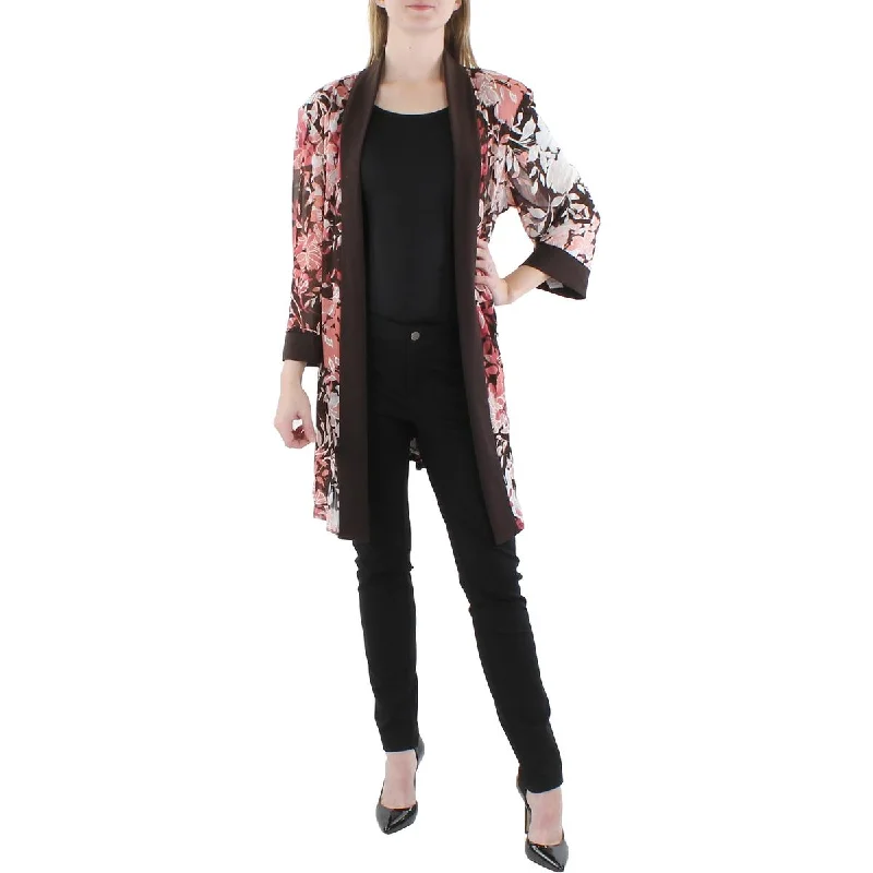 Plus Womens Floral Print Midi Open-Front Blazer Fitted Women’s Blazer