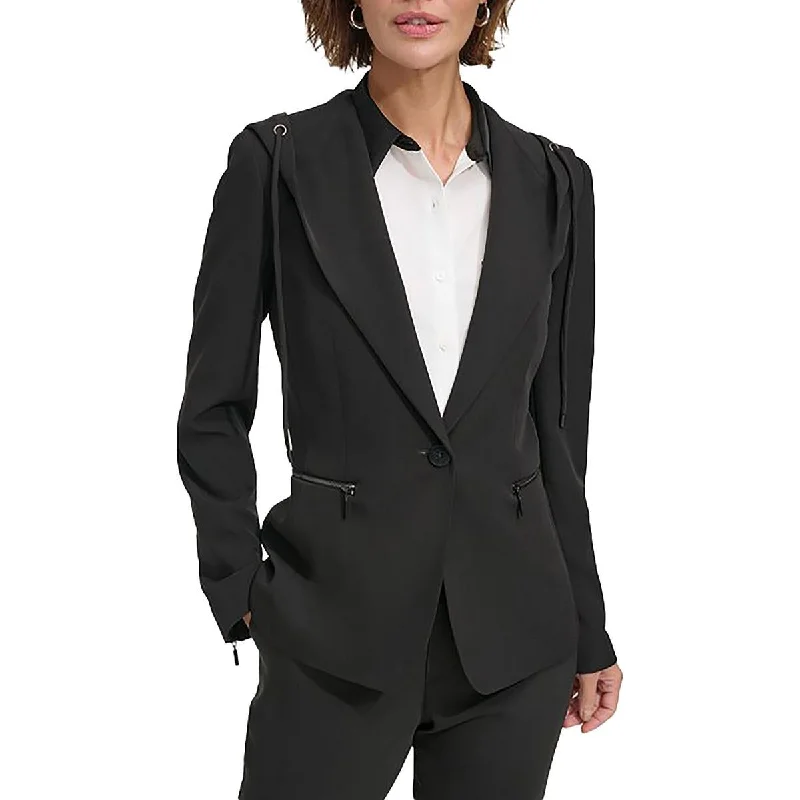 Womens Hooded Office One-Button Blazer Tweed Blazer Outfit