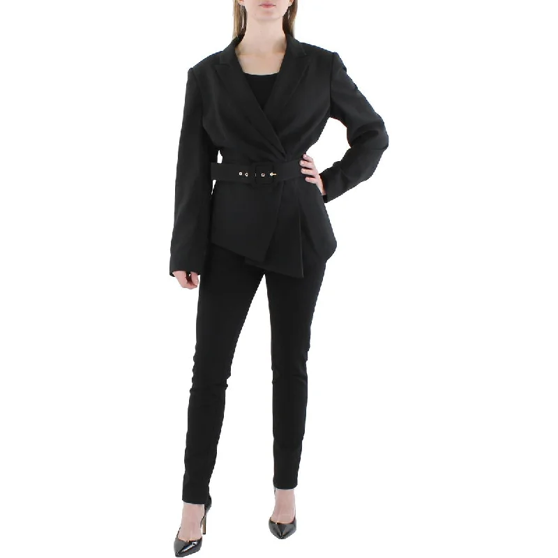 Womens Woven Long Sleeves Double-Breasted Blazer Chic Blazers for Women