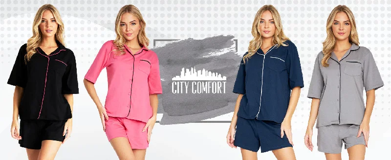 CityComfort Womens Pyjamas, 2 Piece Short PJs for Women Pajama sets with pockets