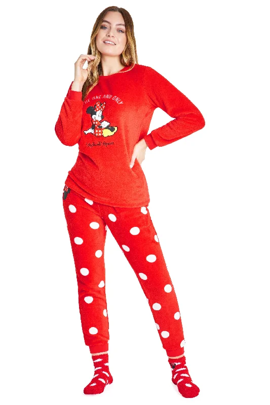 Disney Womens Pyjamas, Fleece Loungewear and Fluffy Minnie Gift Set Silk pajama sets