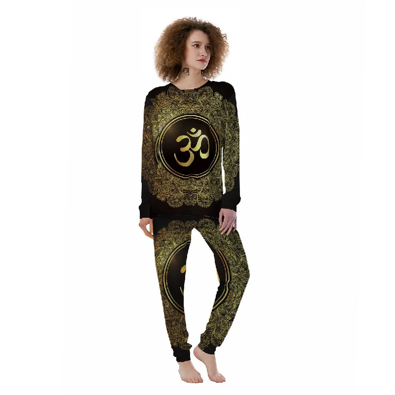 Mandala Om Gold Print Women's Pajamas Knitted pajama sets