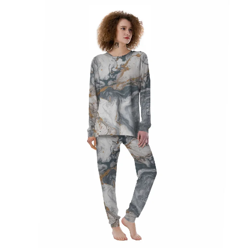 Marble Grey Bronze Print Women's Pajamas Jogger pajama sets