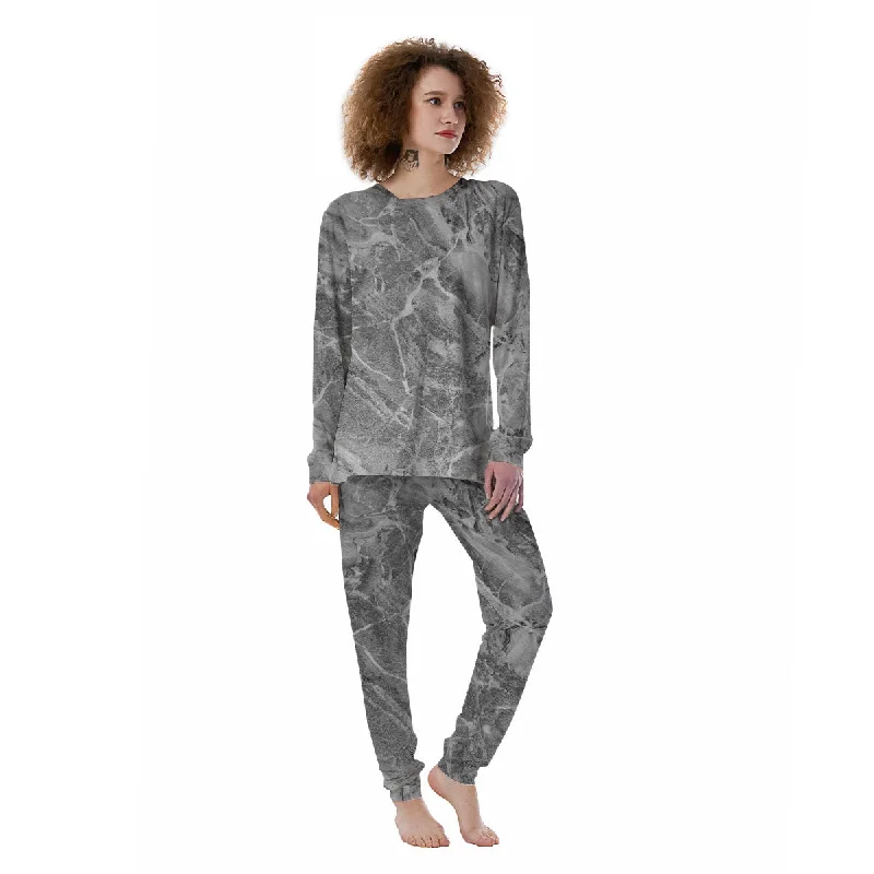 Marble Grey Print Women's Pajamas Sleeveless pajama sets