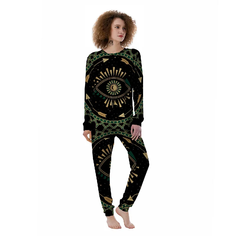 Masonic Eye Green Print Women's Pajamas Best-selling pajama sets 2024