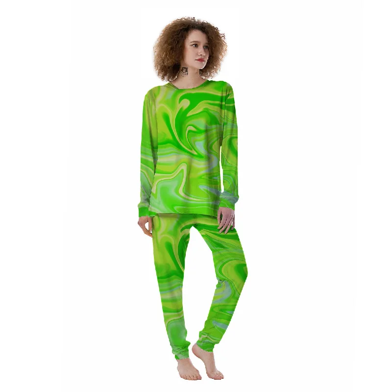 Melt Acid Green Print Women's Pajamas Expensive pajama sets