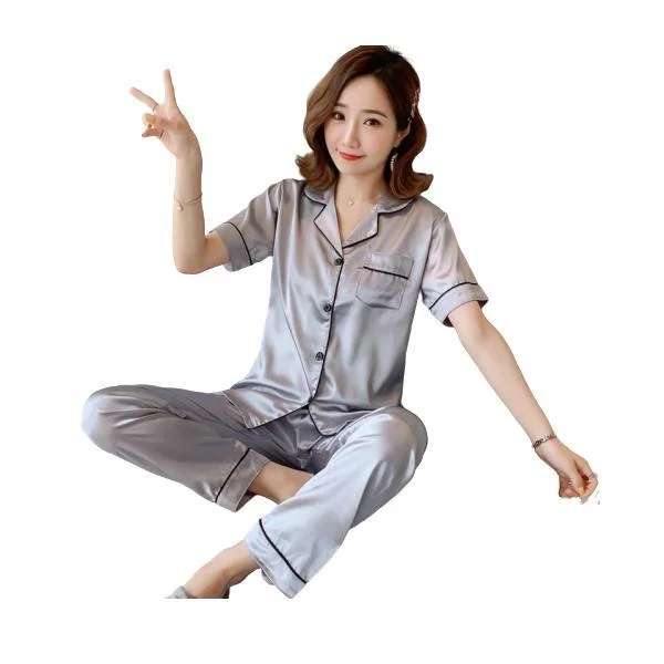 Stylish Nightwear Silk Design Night Suit For Women Three-piece pajama sets