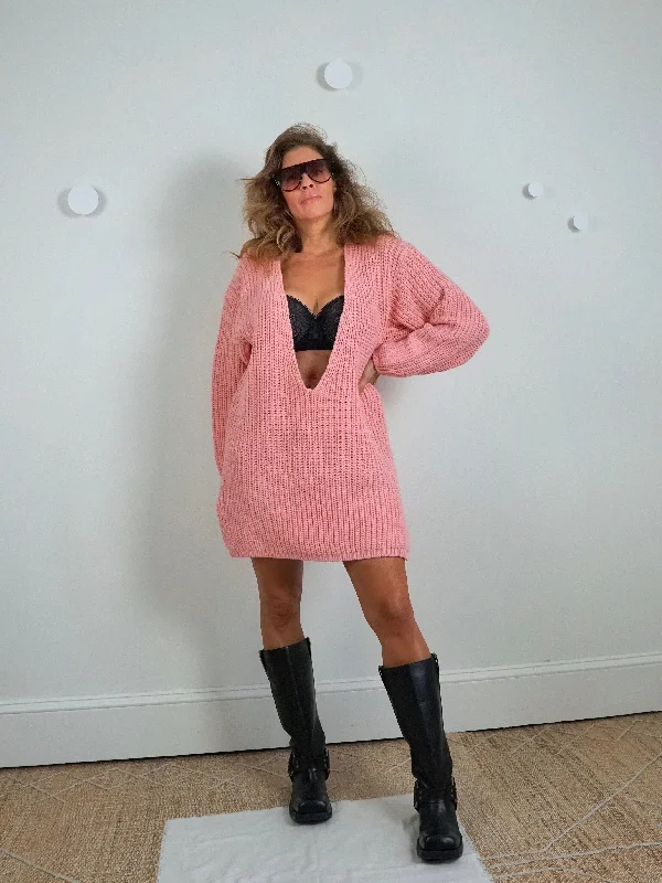 80's Pink Tunic Sweater Knitted sweaters