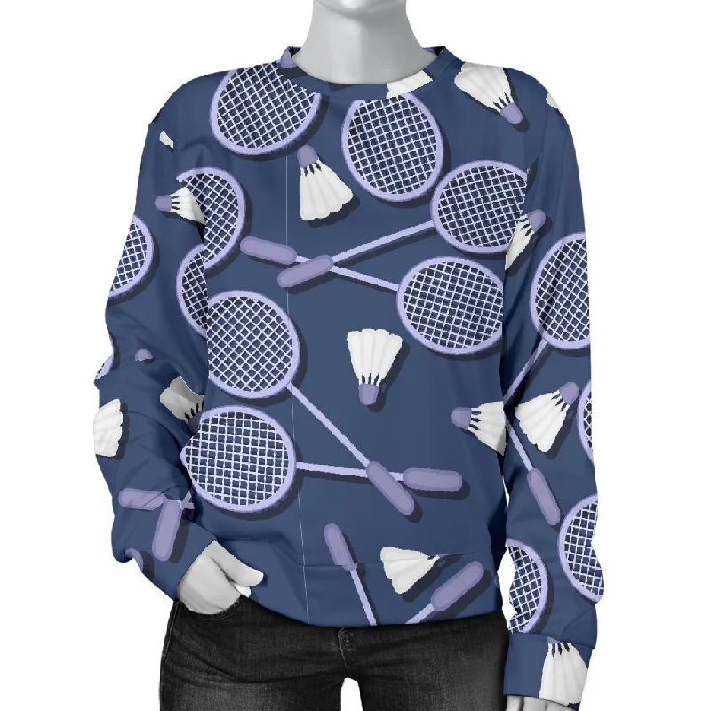 Badminton Pattern Print Women's Sweatshirt Alpaca wool sweaters