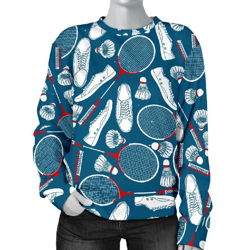 Badminton Print Pattern Women's Sweatshirt Travel sweaters