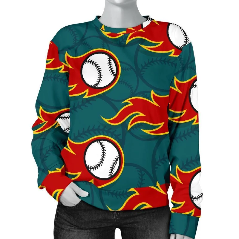 Baseball Fire Pattern Print Women's Sweatshirt Levi's sweaters