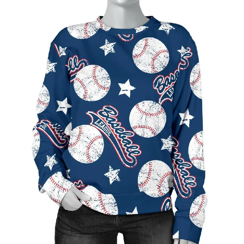 Baseball League Print Pattern Women's Sweatshirt Work sweaters