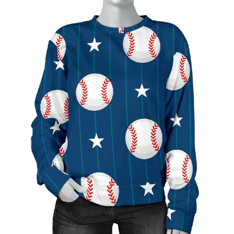 Baseball Star Pattern Print Women's Sweatshirt Fashionable sweaters