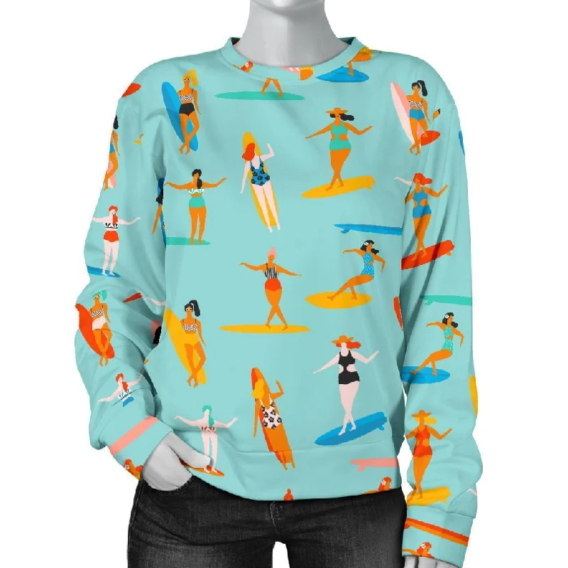 Beach Surfing Pattern Print Women's Sweatshirt Men's sweaters