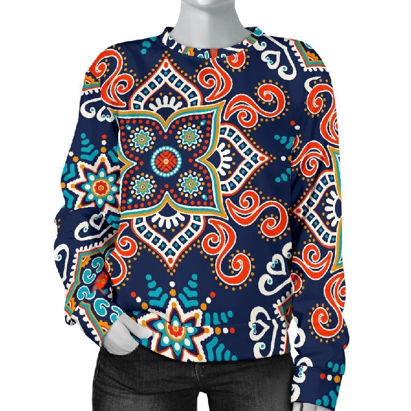 Bohemian Pattern Print Women's Sweatshirt Softest cashmere sweaters