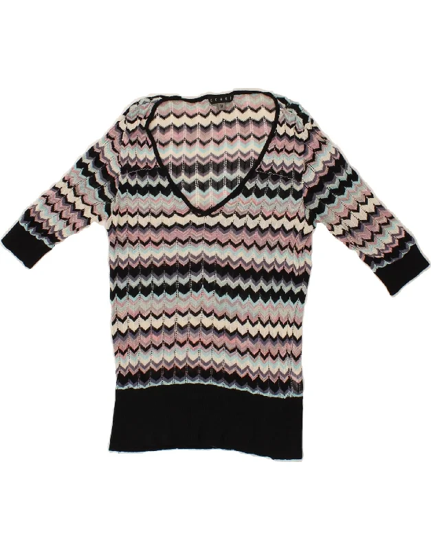 COAST Womens 3/4 Sleeve V-Neck Jumper Sweater UK 10 Small Multicoloured Date night sweaters