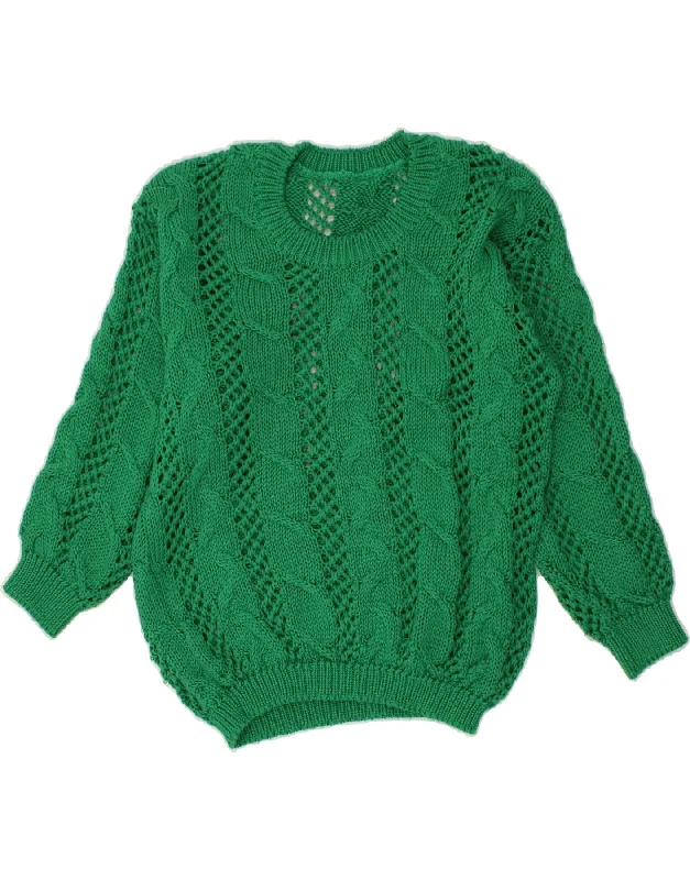 VINTAGE Womens Boat Neck Jumper Sweater UK 16 Large Green College sweaters