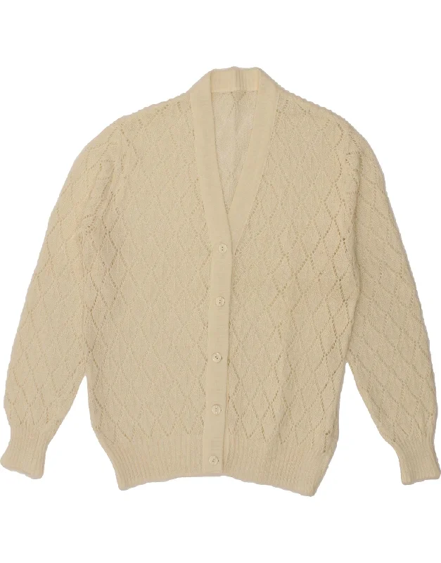 VINTAGE Womens See Through Cardigan Sweater UK 14 Large Off White Gucci sweaters