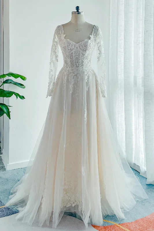 A-Line Court Train Lace Tulle Wedding Dress CW3129 Wedding Dress Style