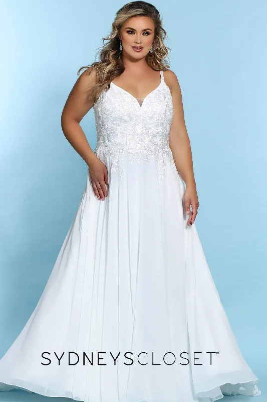 Sydney's Closet Bridal - SC5247 Embroidered V Neck Wedding Dress Vintage Style Dress