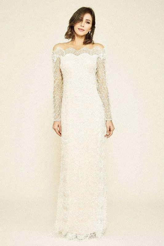 Tadashi Shoji - Bogan Long-Sleeve Embroidered Gown Mermaid Lace Gown