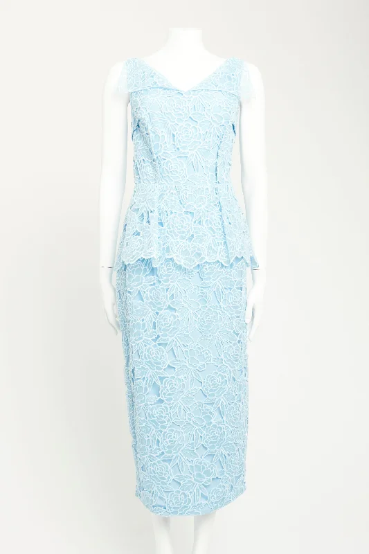 2023 Baby Blue Organza Preowned Maesa Midi Dress Birthday midi dresses