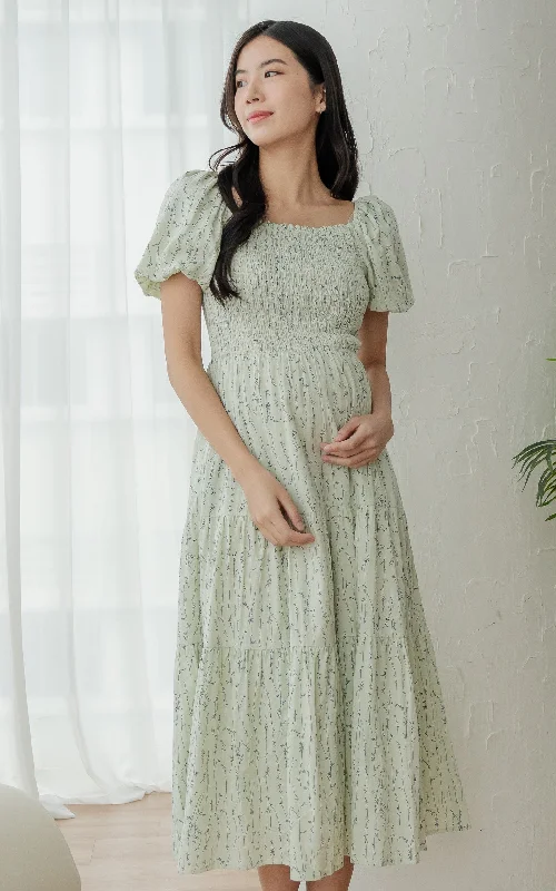 Brianna Floral Nursing Dress in Green Maternity floral dresses