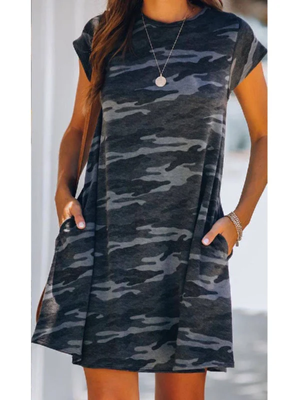 Camouflage Printed Loose Casual Dress Maxi floral dresses