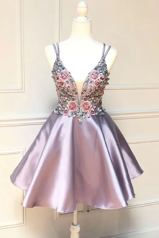 Shot Pink Homecoming Dress, With Floral Embroidery Homecoming Dress 2024 Must-have floral dresses for this season