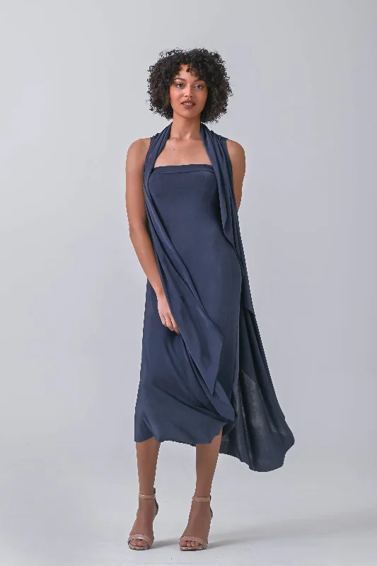 Sleeveless Dress in CHARCOAL BLUE (2 Piece Set, Wear it Endless Ways!) Formal unclassified dresses