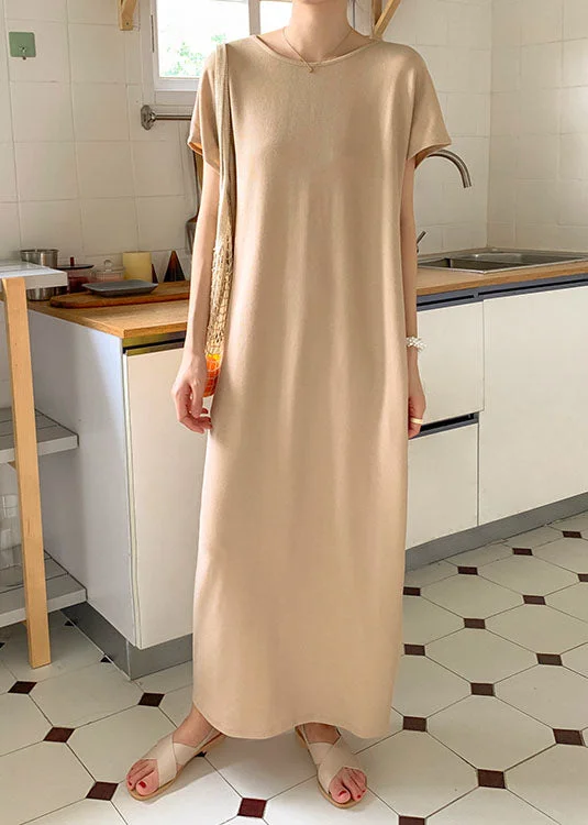 Diy Beige Front Back Wear On Both Sides Knit Dresses Summer LY1332 Velvet unclassified dresses