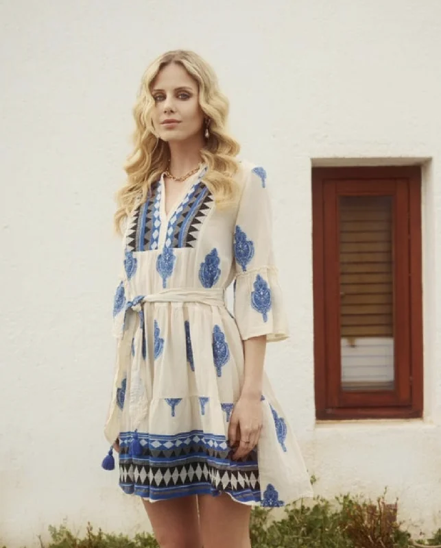 Greek Bohemian Embroidered Dress A-line unclassified dresses