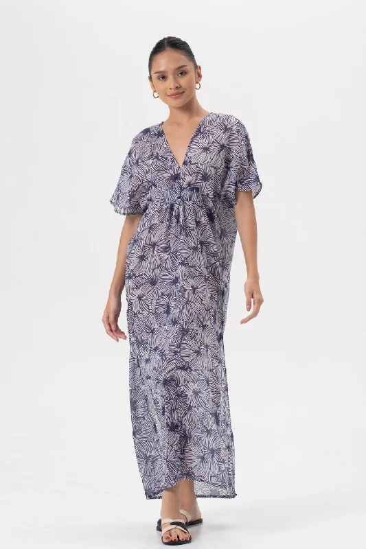 Nusa Kaftan Dress Purple Denim unclassified dresses