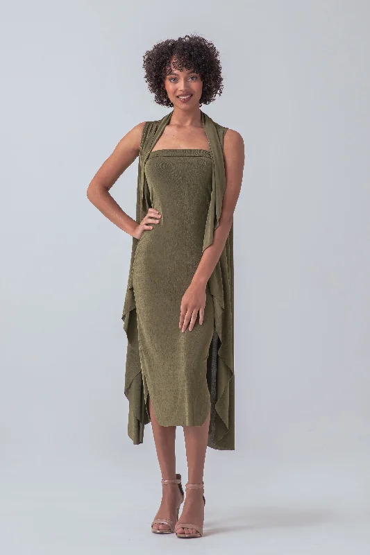 Sleeveless Dress in OLIVE GREEN (2 Piece Set, Wear it Endless Ways!) Embroidered unclassified dresses