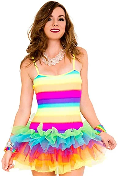 Rainbow Striped Tutu Dress Chic unclassified dresses